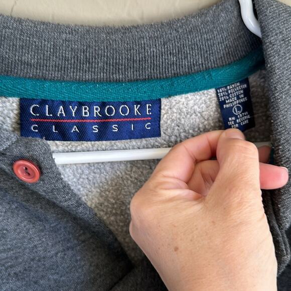 Claybrooke Classic large Gray Vintage pullover sweatshirt large dad sweater - Picture 2 of 4